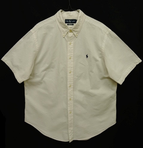 画像: 90'S RALPH LAUREN "CLASSIC FIT" シアサッカー 半袖 BDシャツ ホワイト (VINTAGE) 「S/S Shirt」 入荷しました。