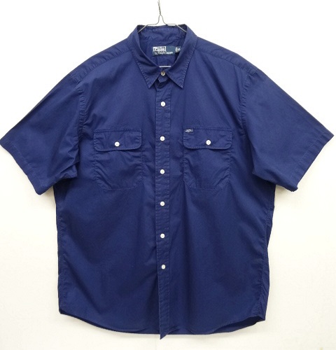 画像: 90'S RALPH LAUREN コットンポプリン 半袖 シャツ ネイビー (VINTAGE) 「S/S Shirt」 入荷しました。