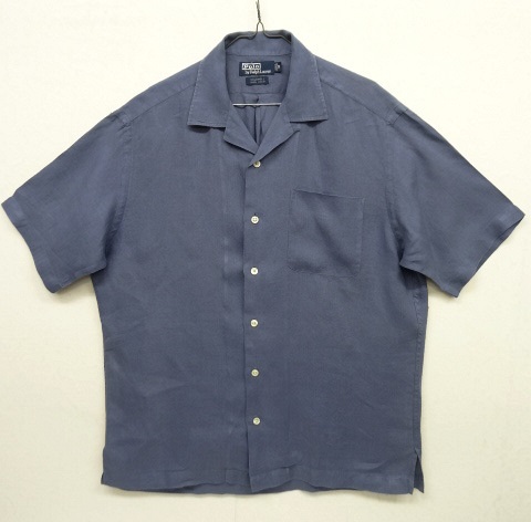 画像: 90'S RALPH LAUREN "CALDWELL" リネン 半袖 オープンカラーシャツ ブルー (VINTAGE) 「S/S Shirt」 入荷しました。