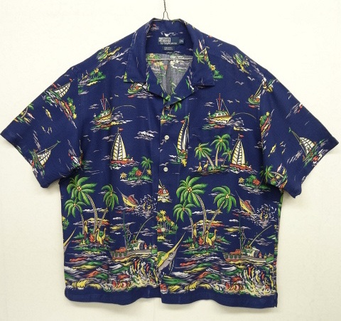 画像: 90'S RALPH LAUREN "CALDWELL" レーヨン 半袖 オープンカラーシャツ ネイビー (VINTAGE) 「S/S Shirt」 入荷しました。