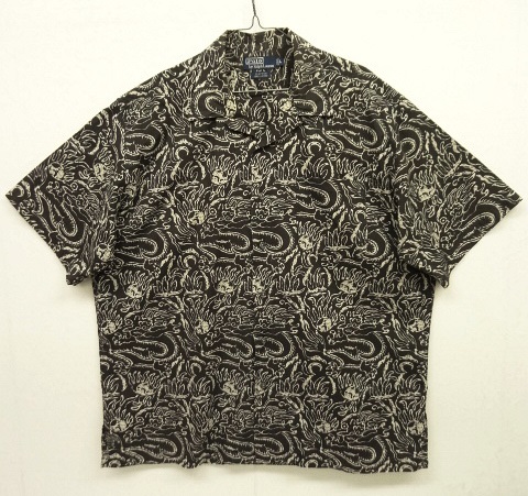 画像: 90'S RALPH LAUREN "CLAYTON" コットン 半袖 オープンカラーシャツ ブラックベース ドラゴン柄 (VINTAGE) 「S/S Shirt」 入荷しました。