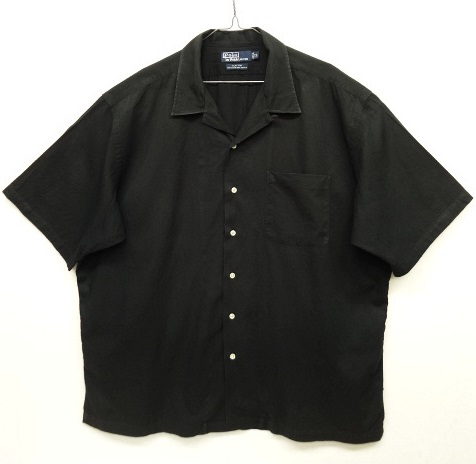 画像: 90'S RALPH LAUREN "CLAYTON" レーヨン/コットン 半袖 オープンカラーシャツ ブラック (VINTAGE) 「S/S Shirt」 入荷しました。