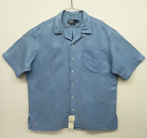 画像: 90'S RALPH LAUREN "CALDWELL" シルク/リネン 半袖 オープンカラーシャツ ライトブルー (DEADSTOCK) 「S/S Shirt」 入荷しました。