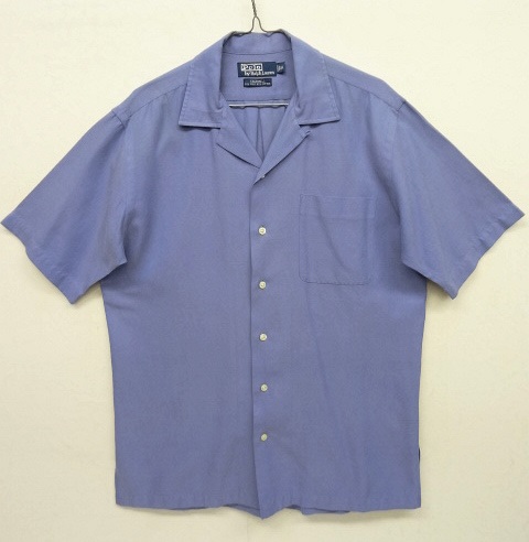 画像: 90'S RALPH LAUREN "CALDWELL" シルク/コットン 半袖 オープンカラーシャツ ブルー (VINTAGE) 「S/S Shirt」 入荷しました。