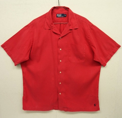 画像: 90'S RALPH LAUREN リネン/コットン 半袖 オープンカラーシャツ レッド (VINTAGE) 「S/S Shirt」 入荷しました。