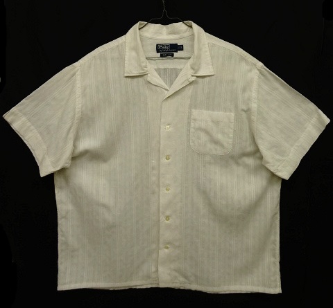 画像: 90'S RALPH LAUREN "ANDY CAMP" コットン 半袖 オープンカラーシャツ ホワイト/ジャガードストライプ (VINTAGE) 「S/S Shirt」 入荷しました。