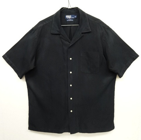 画像: 90'S RALPH LAUREN "CALDWELL" シルク/コットン 半袖 オープンカラーシャツ ブラック (VINTAGE) 「S/S Shirt」 入荷しました。