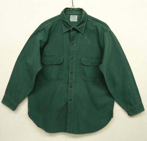 画像: 60'S SEARS "MOUNTAIN CLOTH" マチ付き ワークシャツ DK GREEN (VINTAGE) 「L/S Shirt」 入荷しました。