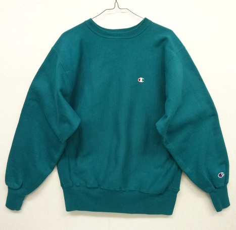 画像: 90'S CHAMPION 刺繍タグ リバースウィーブ 無地 ティール USA製 (VINTAGE) 「Sweat Shirt」 入荷しました。
