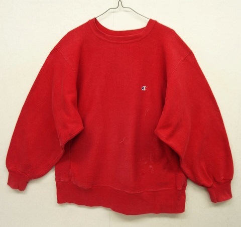 画像: 80'S CHAMPION トリコタグ リバースウィーブ 無地 レッド USA製 (VINTAGE) 「Sweat Shirt」 入荷しました。