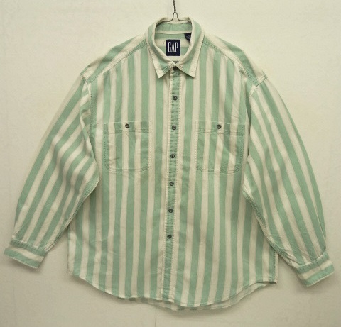 画像: 90'S GAP 旧タグ メタルボタン ワークシャツ ストライプ (VINTAGE) 「L/S Shirt」 入荷しました。