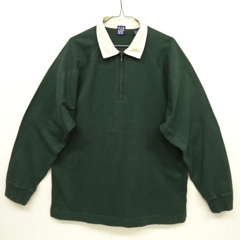 画像: 90'S GAP 旧タグ ハーフジップ 長袖 ラガーシャツ ダークグリーン (VINTAGE) 「L/S Shirt」 入荷しました。