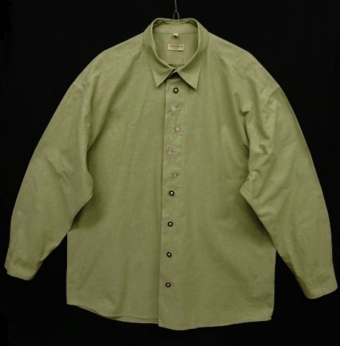 画像: ユーロヴィンテージ オーストリア発 刺繍入り チロリアンシャツ LT GREEN (VINTAGE) 「L/S Shirt」 入荷しました。