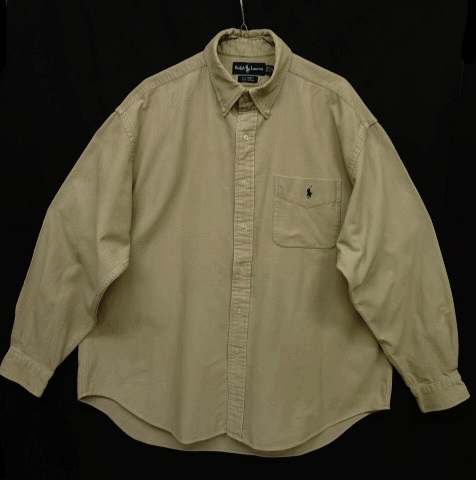 画像: 90'S RALPH LAUREN "BIG SHIRT" コーデュロイ BDシャツ グレーベージュ (VINTAGE) 「L/S Shirt」 入荷しました。
