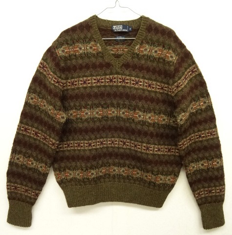 画像: 90'S RALPH LAUREN "HAND KNIT" Vネック セーター フェアアイル柄 (VINTAGE) 「Knit」 入荷しました。
