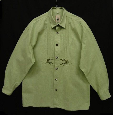 画像: ユーロヴィンテージ オーストリア発 刺繍入り チロリアンシャツ LT GREEN (VINTAGE) 「L/S Shirt」 入荷しました。