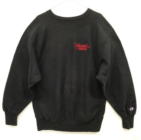 画像: 90'S CHAMPION "NEBRASKA OMAHA" 刺繍タグ リバースウィーブ ブラック USA製 (VINTAGE) 「Sweat Shirt」 入荷しました。