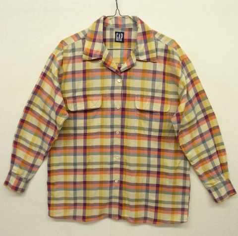 画像: 90'S GAP 旧タグ オープンカラーシャツ チェック柄 (VINTAGE) 「L/S Shirt」 入荷しました。