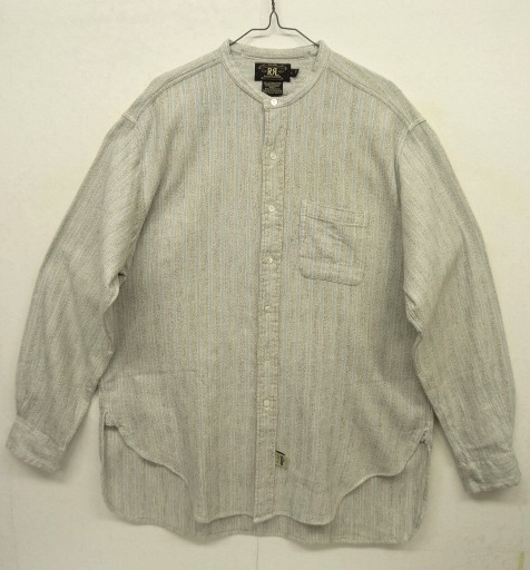 画像: 90'S RRL 初期 三ツ星タグ バンドカラー グランパシャツ ストライプ柄 (VINTAGE) 「L/S Shirt」 入荷しました。