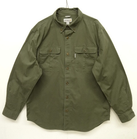 画像: CARHARTT コットンポプリン ボタンダウンシャツ OLIVE (USED) 「L/S Shirt」 入荷しました。