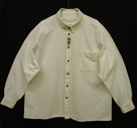 画像: ユーロヴィンテージ オーストリア発 刺繍入り チロリアンシャツ WHITE (VINTAGE) 「L/S Shirt」 入荷しました。