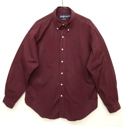 画像: 90'S RALPH LAUREN "CUSTOM FIT" ポプリン BDシャツ バーガンディ (VINTAGE) 「L/S Shirt」 入荷しました。
