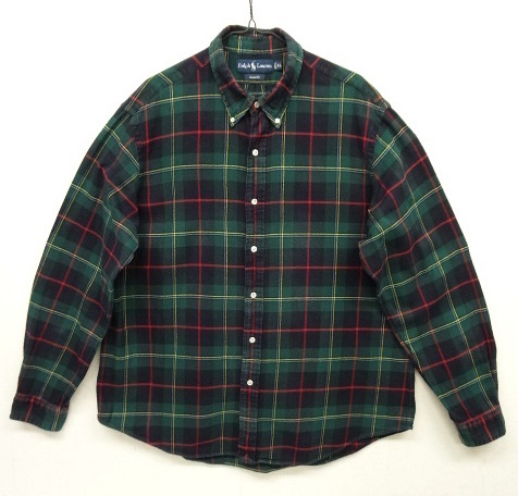 画像: 90'S RALPH LAUREN "CUSTOM FIT" ロゴ刺繍無し フランネル BDシャツ チェック柄 (VINTAGE) 「L/S Shirt」 入荷しました。