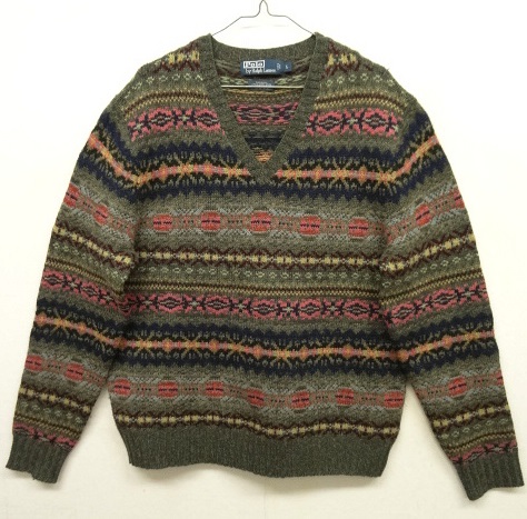 画像: 90'S RALPH LAUREN アルパカ混 Vネック セーター フェアアイル柄 (VINTAGE) 「Knit」 入荷しました。
