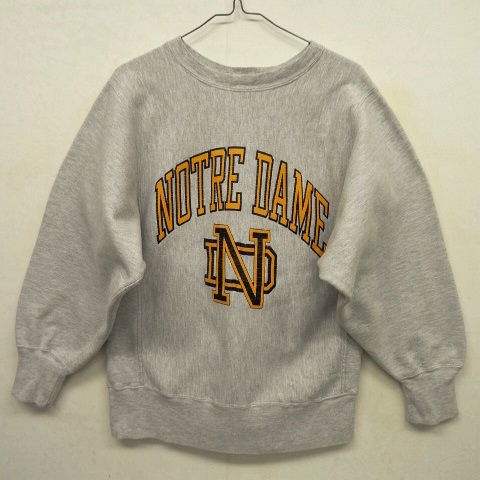 画像: 90'S CHAMPION "NOTRE DAME" 刺繍タグ リバースウィーブ グレー USA製 (VINTAGE) 「Sweat Shirt」 入荷しました。