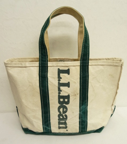 画像: 80'S LL Bean ロゴプリント キャンバス トートバッグ グリーン/オフホワイト USA製 (VINTAGE) 「Bag」 入荷しました。