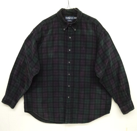 画像: 90'S RALPH LAUREN "BLAKE" 同色ロゴ コーデュロイ BDシャツ チェック柄 (VINTAGE) 「L/S Shirt」 入荷しました。