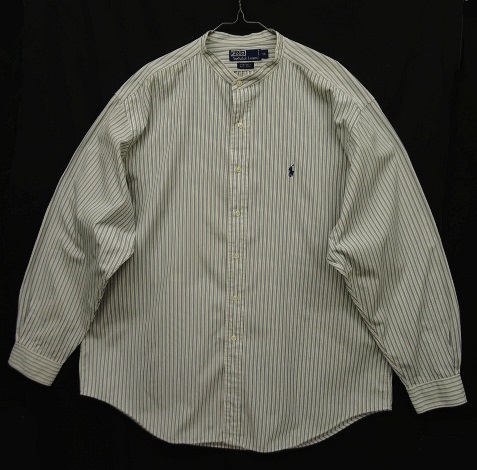 画像: 90'S RALPH LAUREN "POST BOY" バンドカラーシャツ ストライプ (VINTAGE) 「L/S Shirt」 入荷しました。