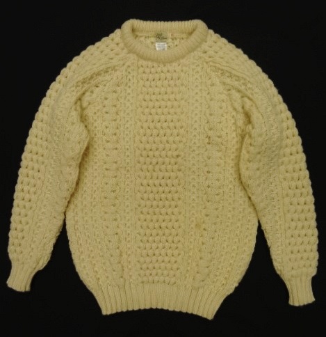 画像: KATE O'BRIEN クルーネック ケーブル編み アランニット NATURAL アイルランド製 (VINTAGE) 「Knit」 入荷しました。
