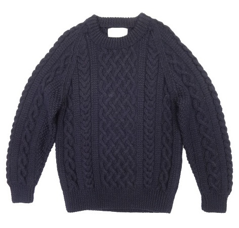 画像: INVERALLAN "1A" クルーネック ケーブル編み アランニット NAVY スコットランド製 (USED) 「Knit」 入荷しました。