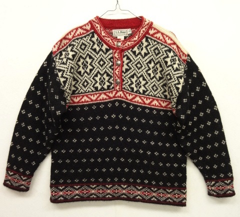 画像: 80'S LL Bean コンチョボタン ウール ノルディックセーター スノーフレーク柄 USA製 (VINTAGE) 「Knit」 入荷しました。