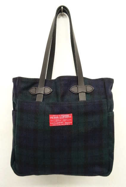 画像: FILSON レザーハンドル ウール トートバッグ ブラックウォッチ USA製 (USED) 「Bag」 入荷しました。
