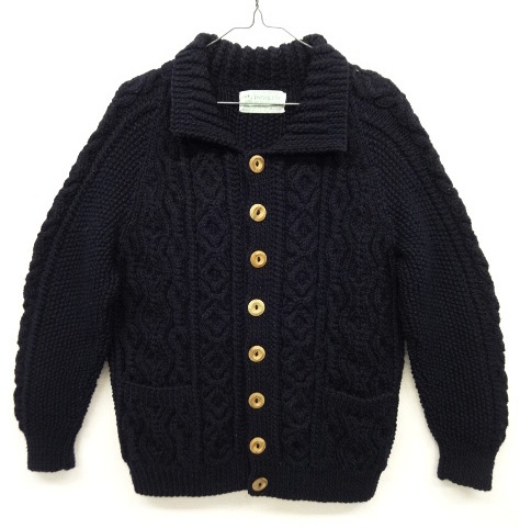 画像: INVERALLAN "3A" 襟付き ケーブル編み カーディガン NAVY スコットランド製 (USED) 「Knit」 入荷しました。