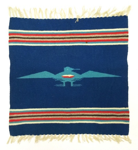 画像: オールド ウール チマヨラグ サンダーバード柄 BLUE 48cm x 49cm (VINTAGE) 「Antique Goods」 入荷しました。