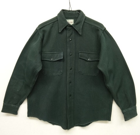 画像: 60'S MELTON "大文字タグ" ウール ワークシャツ DK GREEN (VINTAGE) 「L/S Shirt」 入荷しました。