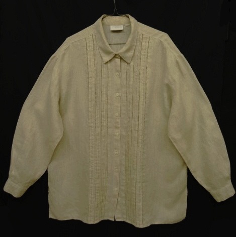 画像: LIZ CLAIBORNE プリーツ入り リネン 長袖シャツ ベージュ (VINTAGE) 「L/S Shirt」 入荷しました。
