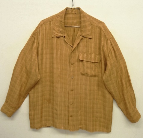 画像: 60'S UNKNOWN レーヨン 長袖 オープンカラーシャツ ステッチチェック (VINTAGE) 「L/S Shirt」 入荷しました。