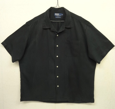 画像: 90'S RALPH LAUREN "CALDWELL" シルク/コットン 半袖 オープンカラーシャツ ブラック (VINTAGE) 「S/S Shirt」 入荷しました。