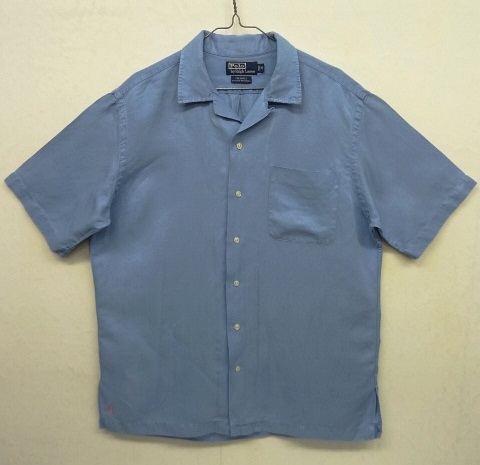 画像: 90'S RALPH LAUREN "CALDWELL" シルク/リネン 半袖 オープンカラーシャツ ライトブルー (VINTAGE) 「S/S Shirt」 入荷しました。