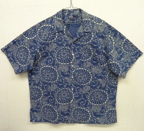 画像: 90'S RALPH LAUREN コットン 半袖 オープンカラーシャツ インディゴ/総柄 (VINTAGE) 「S/S Shirt」 入荷しました。