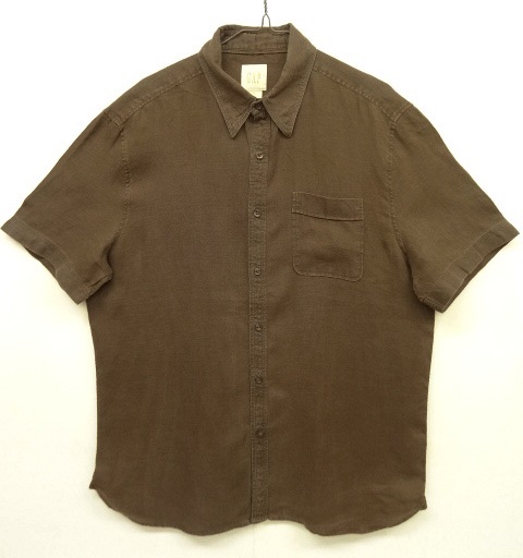 画像: 00'S GAP 旧タグ マチ付き リネン 半袖 シャツ ブラウン (VINTAGE) 「S/S Shirt」 入荷しました。