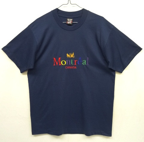 画像: 90'S MONTREAL ロゴ刺繍 シングルステッチ スーベニア 半袖 Tシャツ ネイビー カナダ製 (DEADSTOCK) 「T-Shirt」 入荷しました。