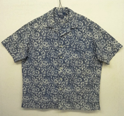 画像: 90'S RALPH LAUREN "CALDWELL" コットン 半袖 オープンカラーシャツ インディゴ/総柄 (VINTAGE) 「S/S Shirt」 入荷しました。