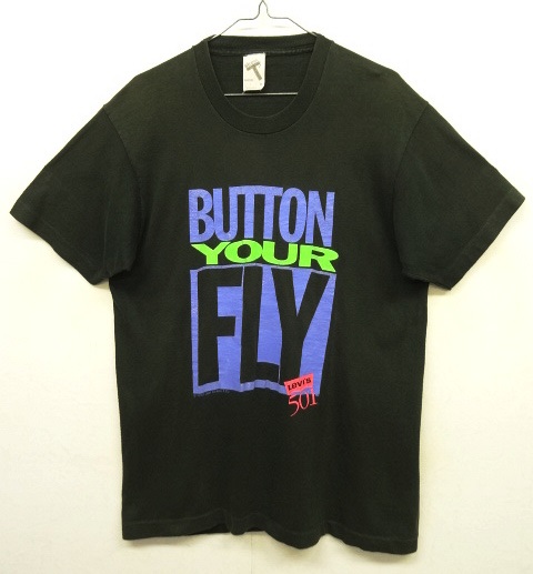 画像: 90'S LEVIS 501 "BUTTON YOUR FLY" シングルステッチ Tシャツ ブラック USA製 (VINTAGE) 「T-Shirt」 入荷しました。