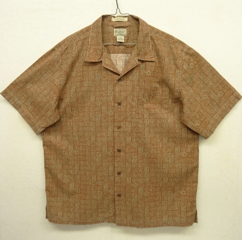 画像: LL Bean コットン 半袖 オープンカラーシャツ ブラウンベース 総柄 (VINTAGE) 「S/S Shirt」 入荷しました。
