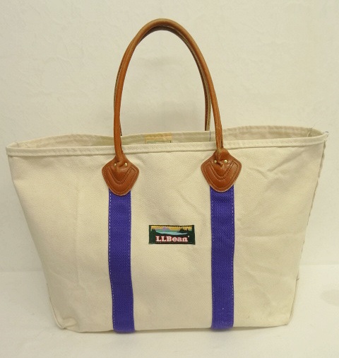80'S LL Bean レザーハンドル キャンバス トートバッグ パープル